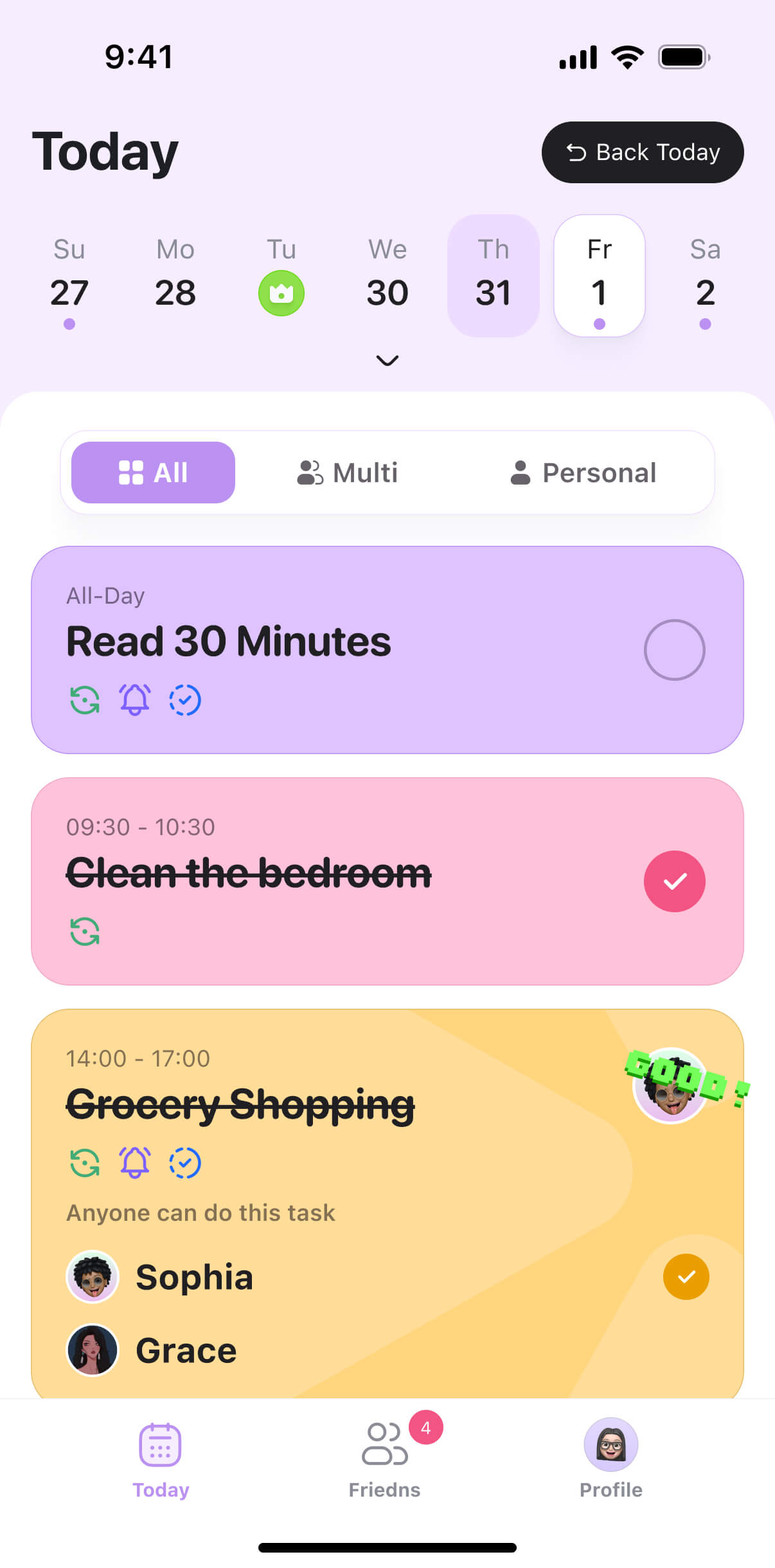 DuoDo's intuitive task management interface for ADHD users